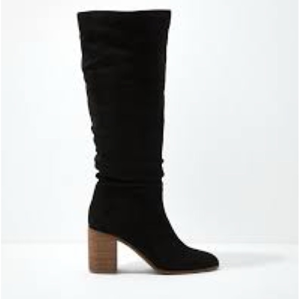 AEO Black Suede Heel Boot